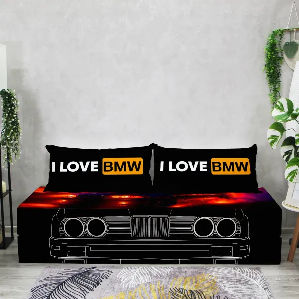 Бескаркасный диван кровать раскладной "BMW"