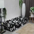 Бескаркасный диван "Белые цветы на черном фоне"
