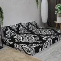 Бескаркасный диван "Белые вензеля на черном фоне"