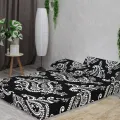 Бескаркасный диван "Белые вензеля на черном фоне"